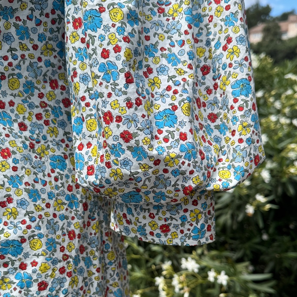GANNI floral organic cotton puff-sleeve button-front mini dress - Picture 10 of 17